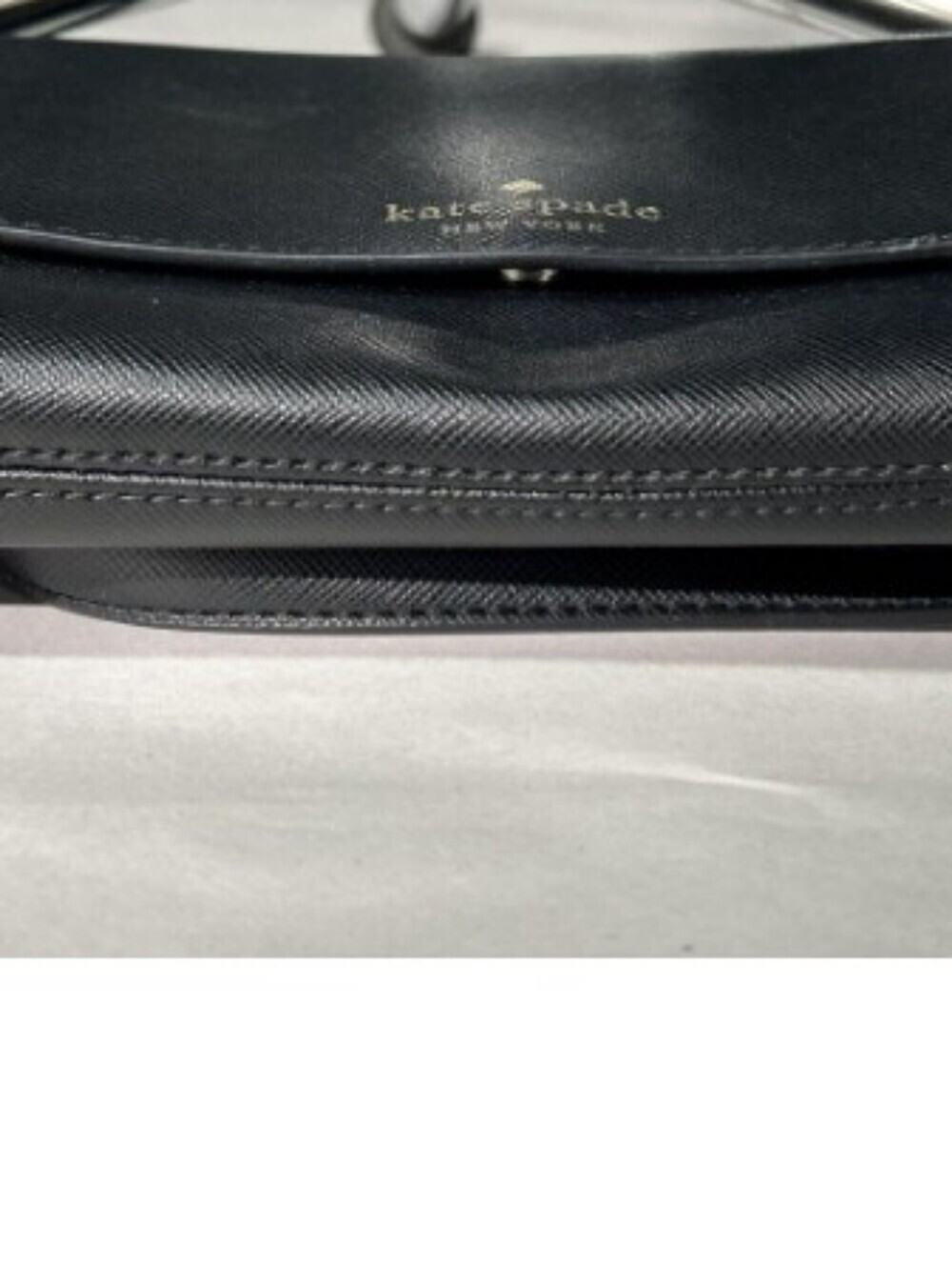 > kate spade Black Saffiano Leather Continental Sholder Bag with Gold Logo - Picture 5 of 11